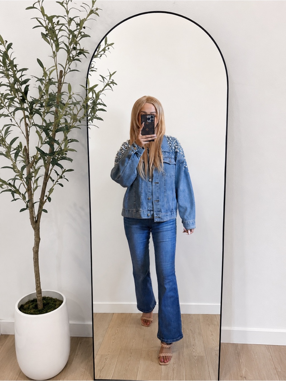 NWT Pearl Bling Denim Jacket